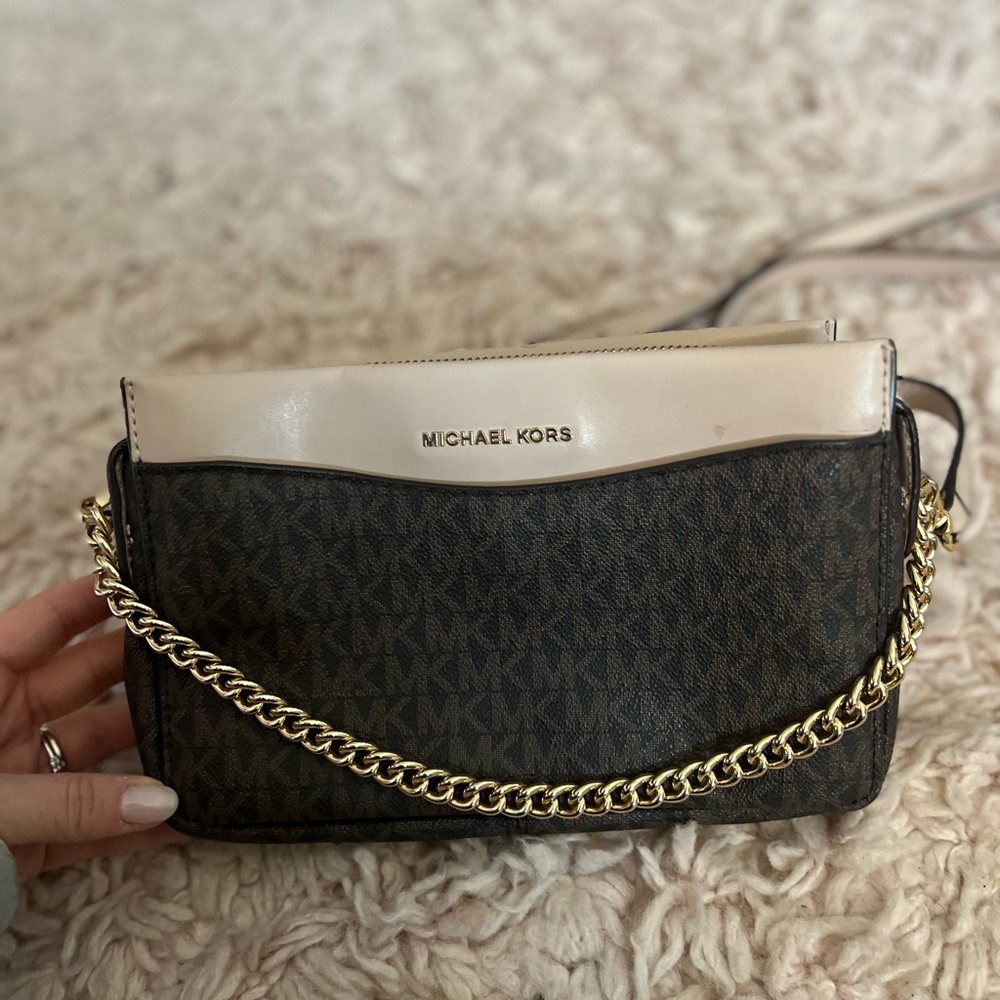 Michael Kors Black and Cream Crossbody Bag